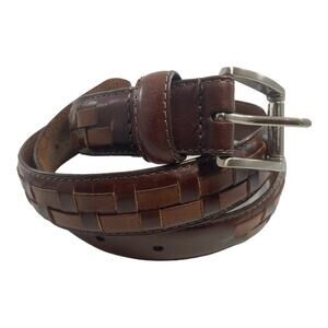 Arden Leather Co Men Two Tone Basketweave Browns Size 34 Belt
